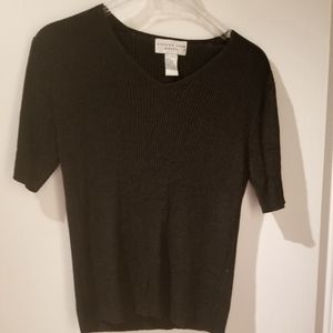 August Silk Knits Black Short Sleeve Sweater